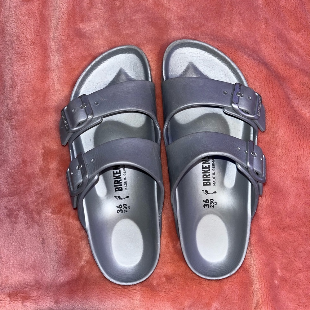 Silver birkenstocks